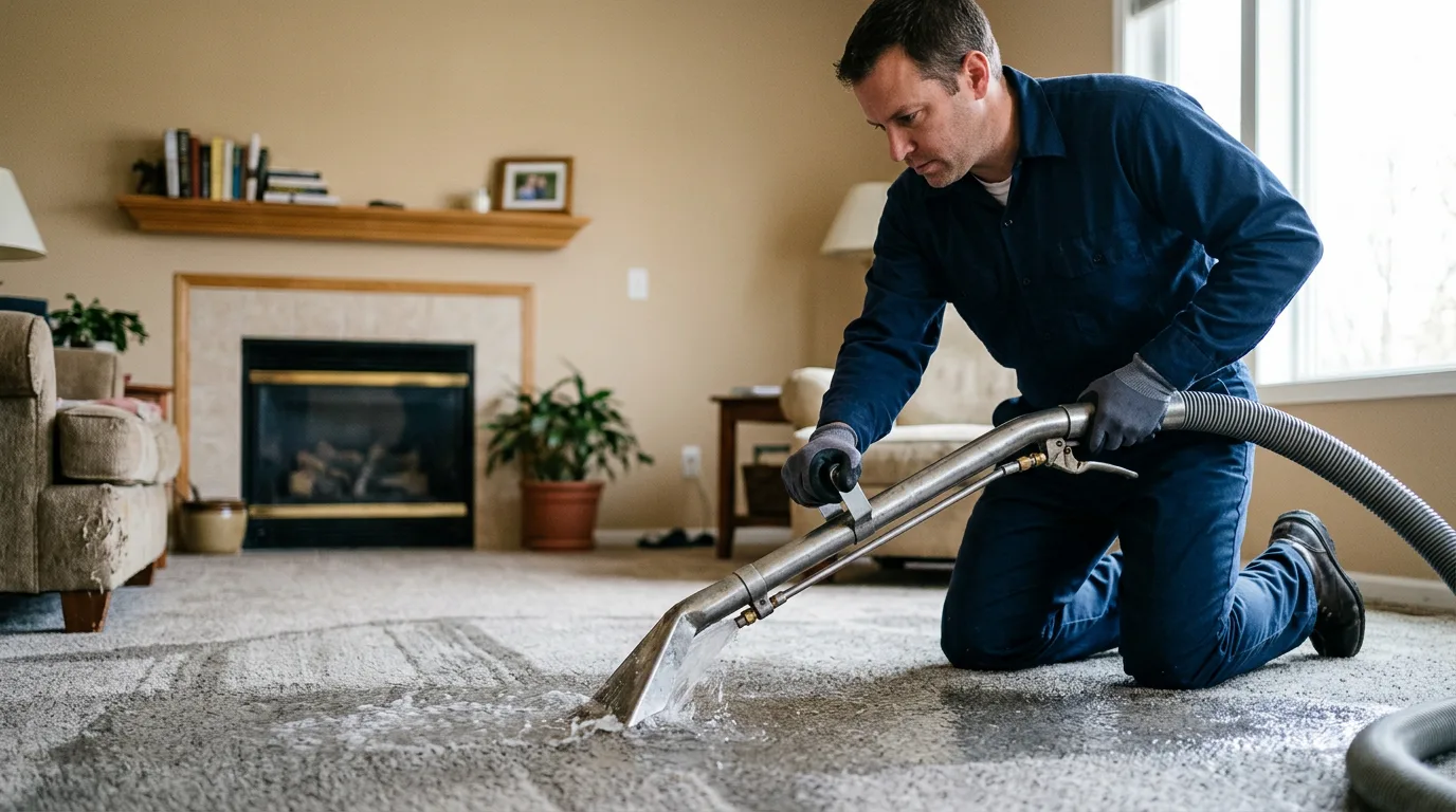 Water damage restoration technician working near Oak City, NC
